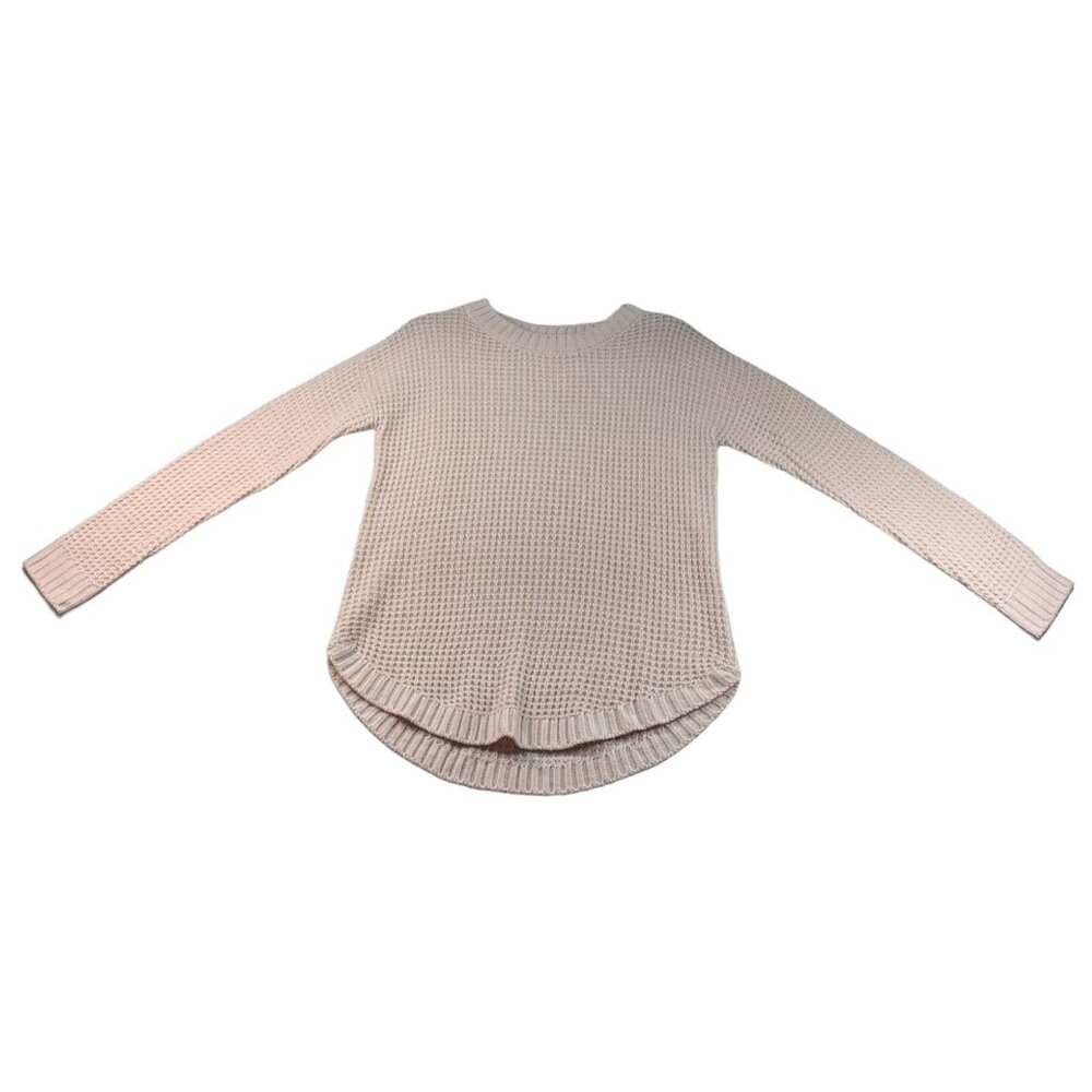 So Sweater Womens Size Small  Pink Waffle Knit Long Sleeve
